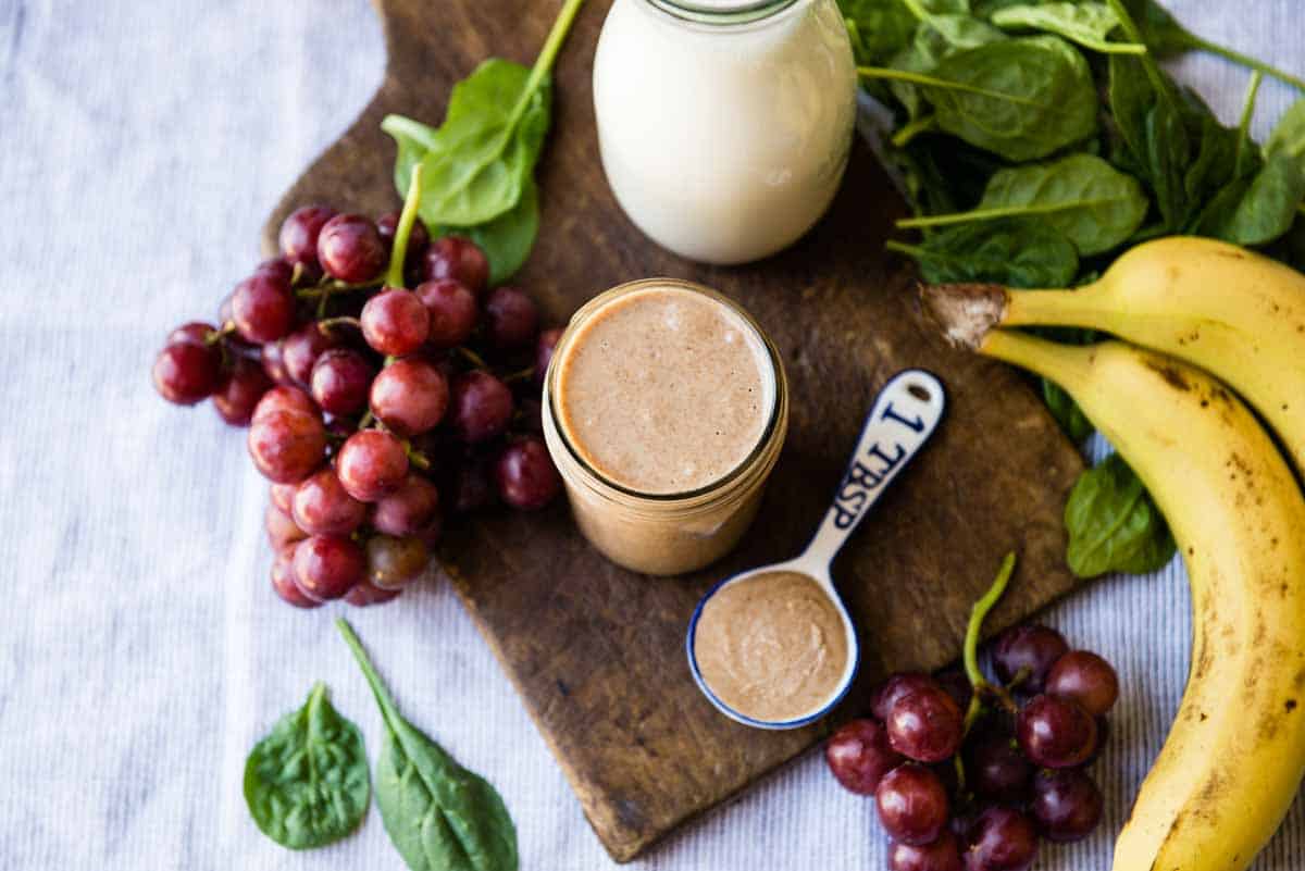 Ingredients for almond butter smoothie