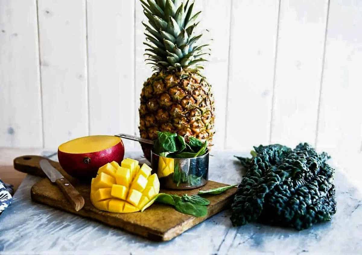 Fresh pineapple and mango for detox smoothie