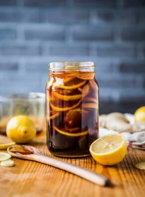 Ginger lemon honey tea for cough home remedy