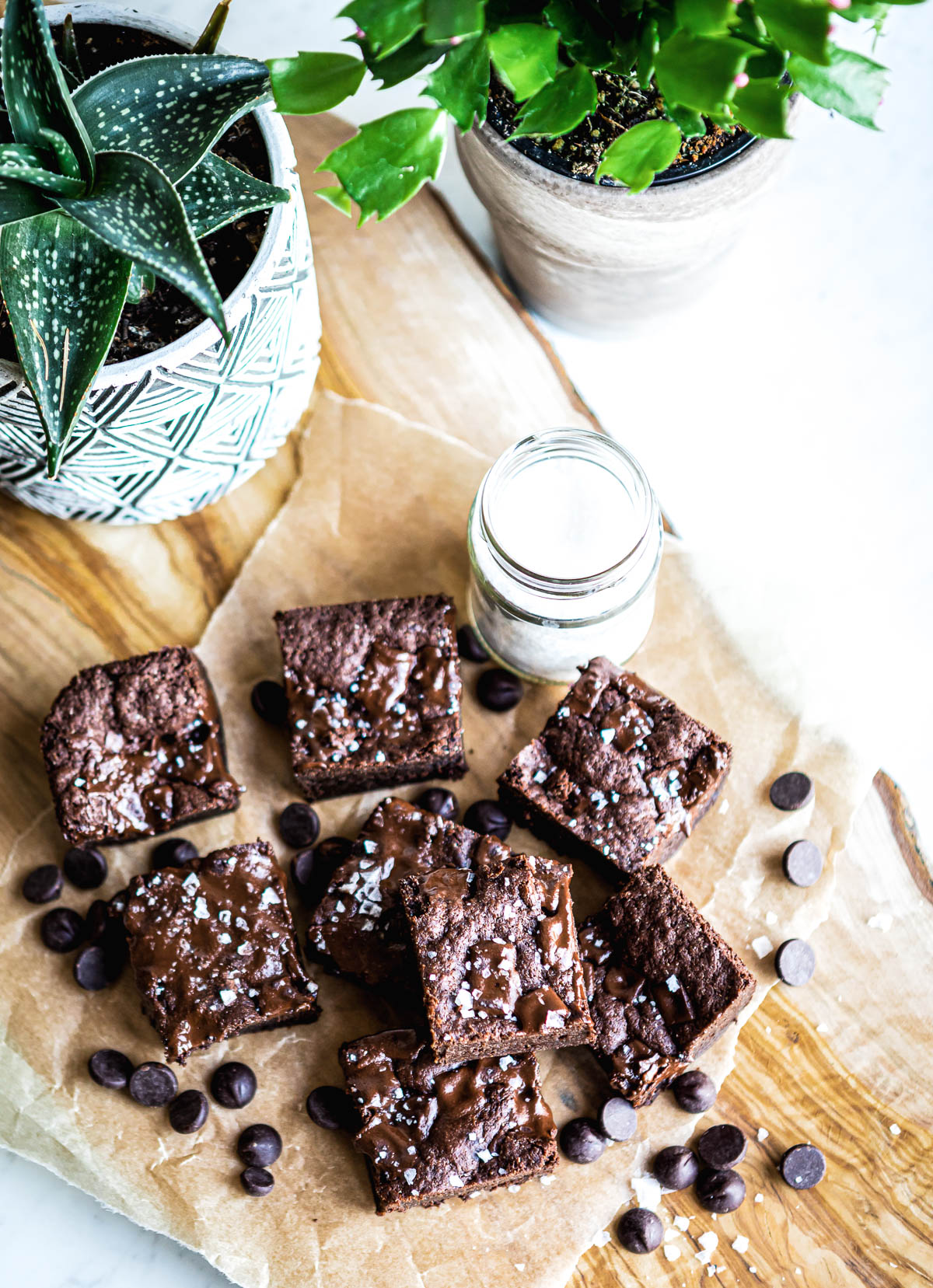 overhead photo of gluten free brownie squares