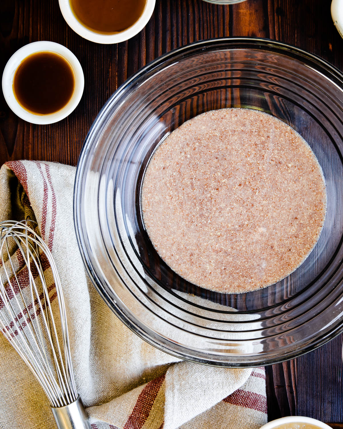 glass bowl of flax eggs after they have gelled. 