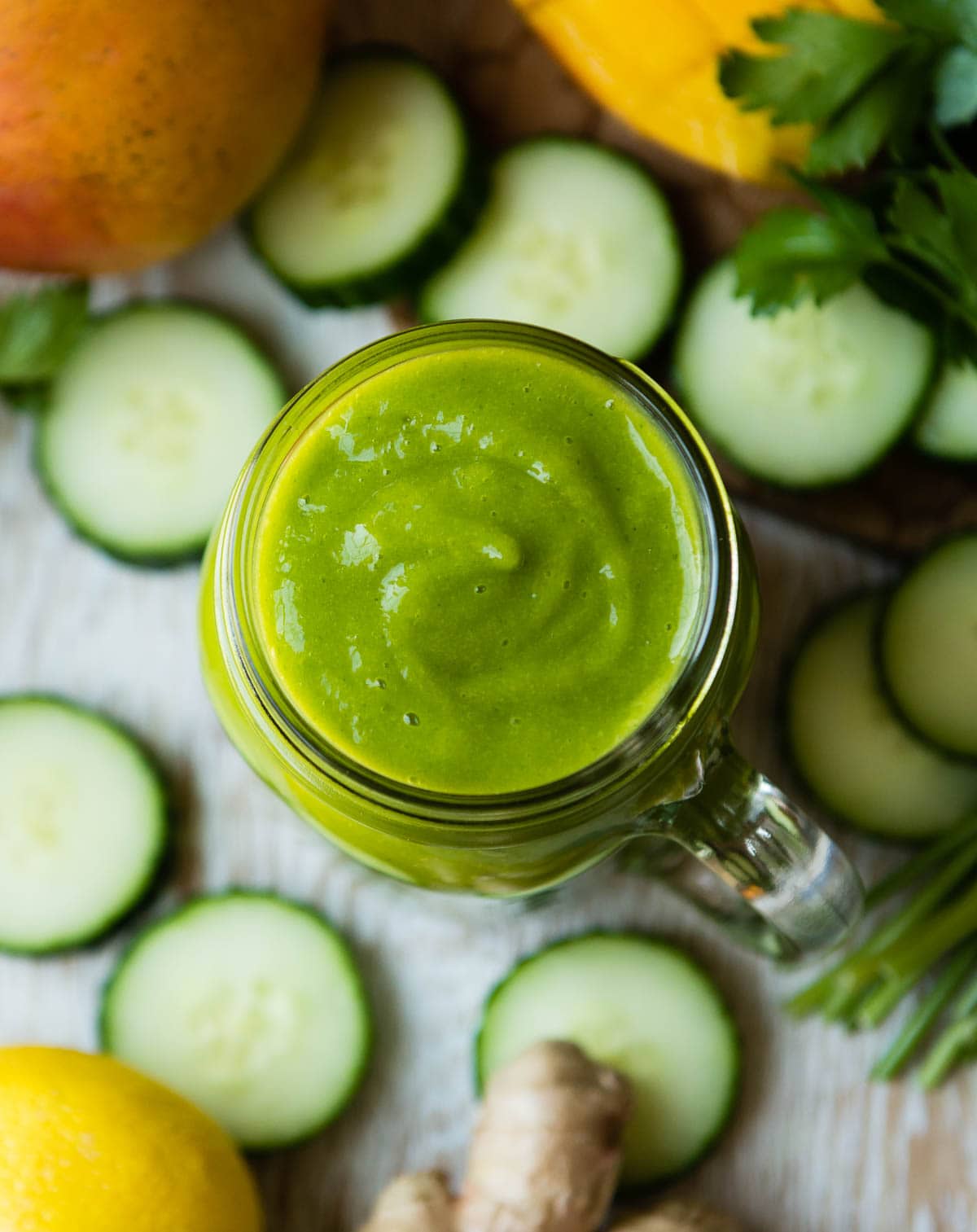 Immune boosting smoothie recipe in a glass jar. 