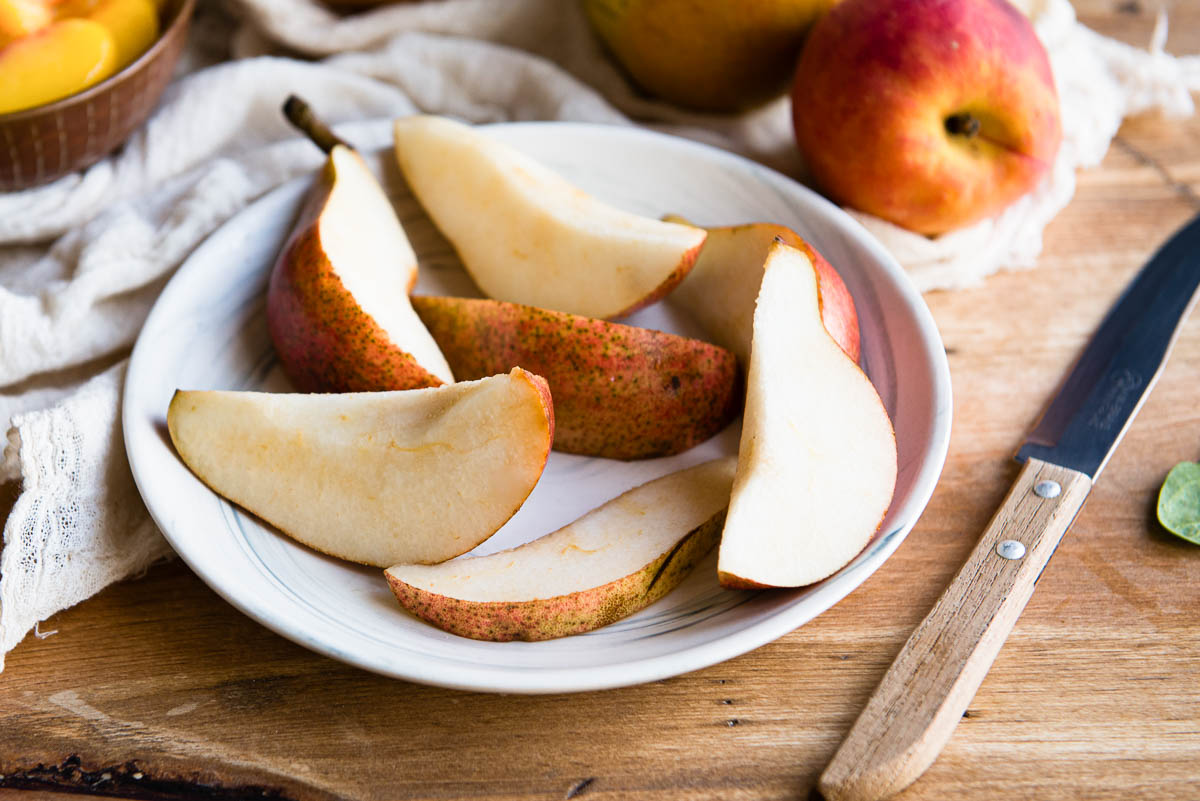 Fresh pear for a green pear smoothie.