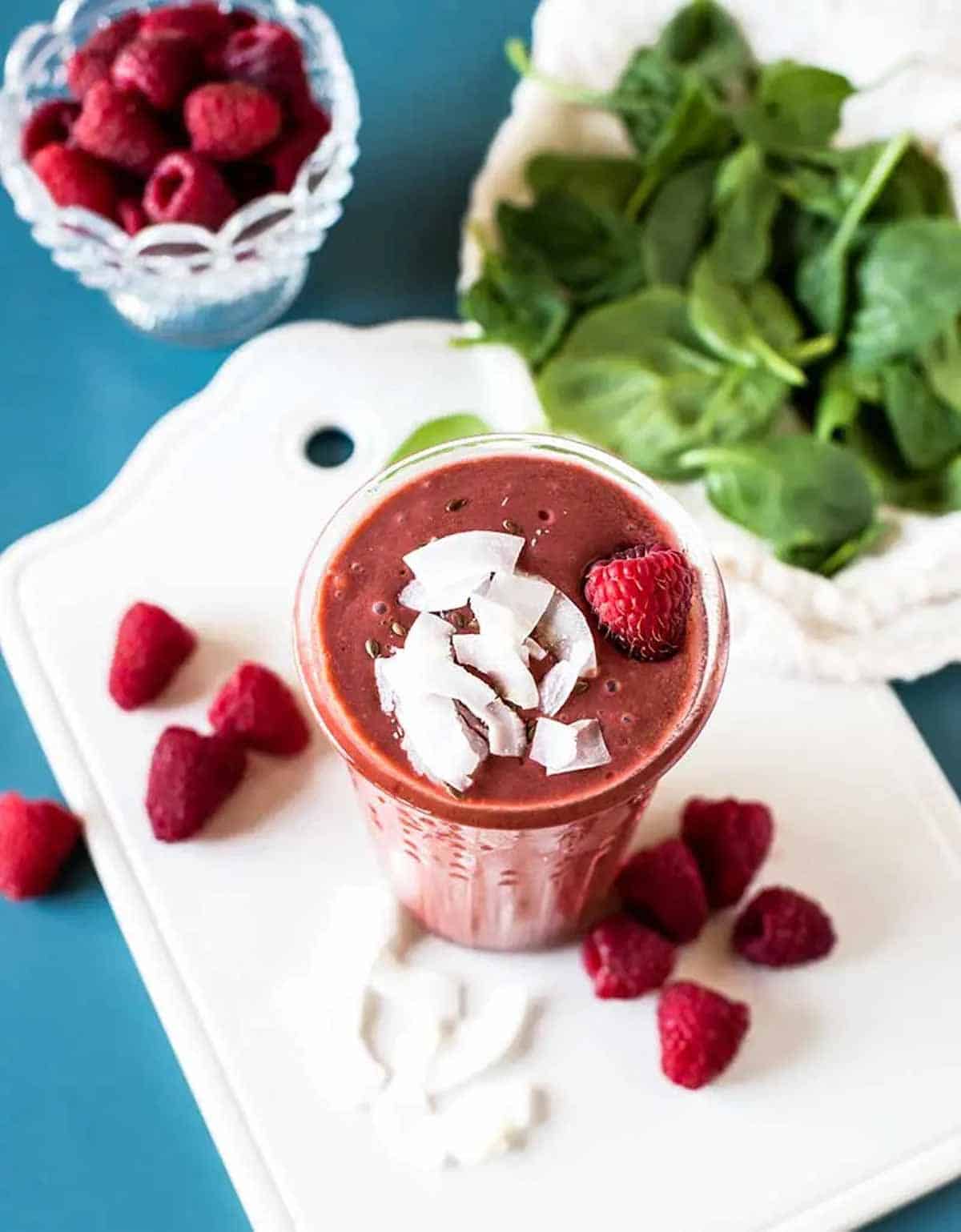 Ice cold smoothie with coconut and berries