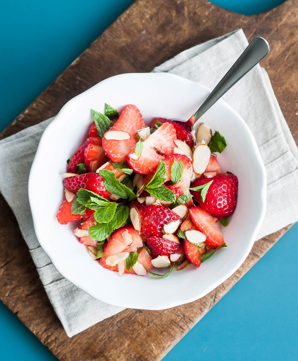 Strawberry Almond Snack with fresh mint